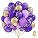 awenztech 60pcs Purple and Gold Balloons 12inch with Dark Purple Metallic Gold Confetti Latex Balloons for Graduation Wedding Baby Shower Birthday Party Decorations - Image 2
