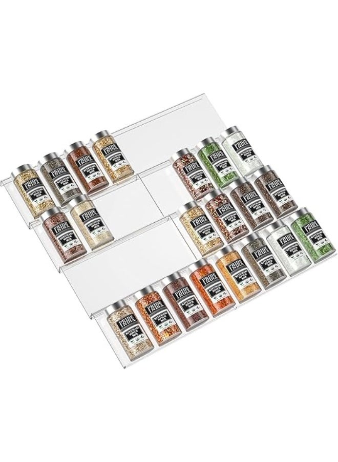 UREVO Spice Drawer Rack, 4 Tier- 2 Set (8 Pcs) Expandable From 11" to 22" Clear Acrylic Seasoning Jars Drawers Organizer, Kitchen Drawers, Cabinets Countertops Expandable Storage for Spice Jars - Image 1