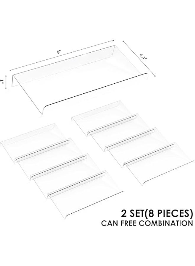 UREVO Spice Drawer Rack, 4 Tier- 2 Set (8 Pcs) Expandable From 11" to 22" Clear Acrylic Seasoning Jars Drawers Organizer, Kitchen Drawers, Cabinets Countertops Expandable Storage for Spice Jars - Image 3
