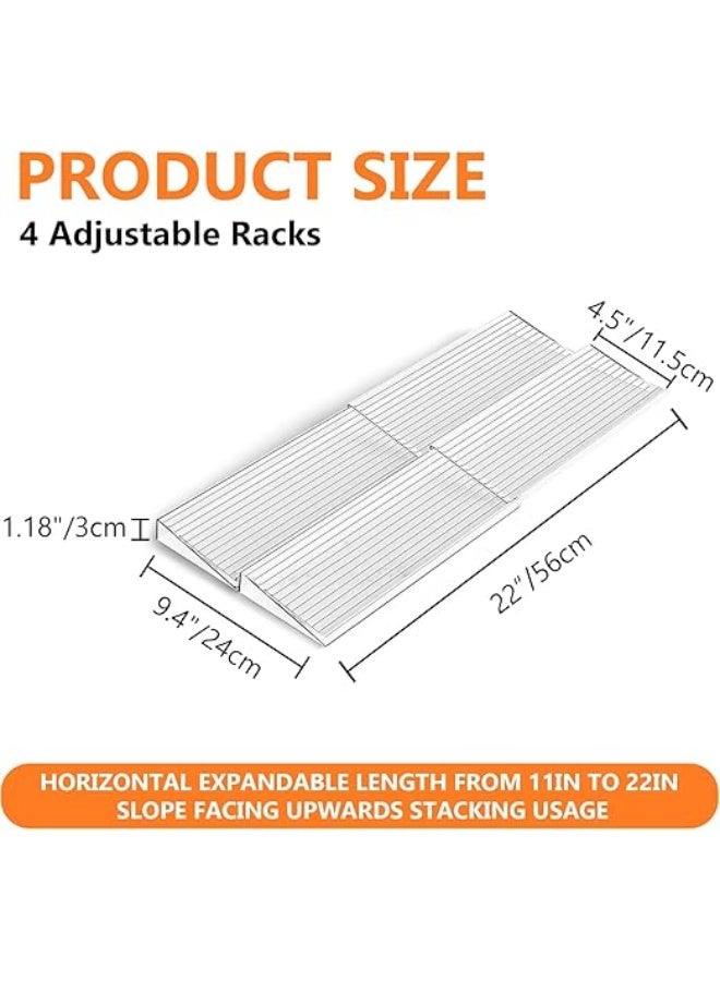 UREVO Spice Drawer Rack, 4 Tier- 2 Set (8 Pcs) Expandable From 11" to 22" Clear Acrylic Seasoning Jars Drawers Organizer, Kitchen Drawers, Cabinets Countertops Expandable Storage for Spice Jars - Image 5