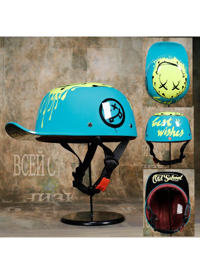 Clown lake Blue Vintage Ds Style Baseball Cap Helmet Electric Scooter Half Helmet Scooter Helmet Duckbill Helmet Cycling