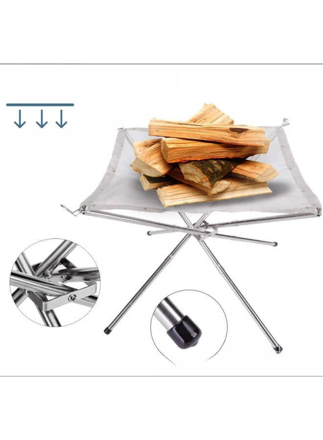 general Portable Outdoor Burning Table Camping Grill Rack Stainless Steel Bonfire Rack Folding Barbecue Grill Bonfire Stove Outdoor Firewood - Image 2