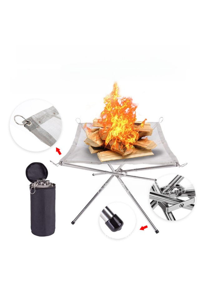 general Portable Outdoor Burning Table Camping Grill Rack Stainless Steel Bonfire Rack Folding Barbecue Grill Bonfire Stove Outdoor Firewood - Image 1