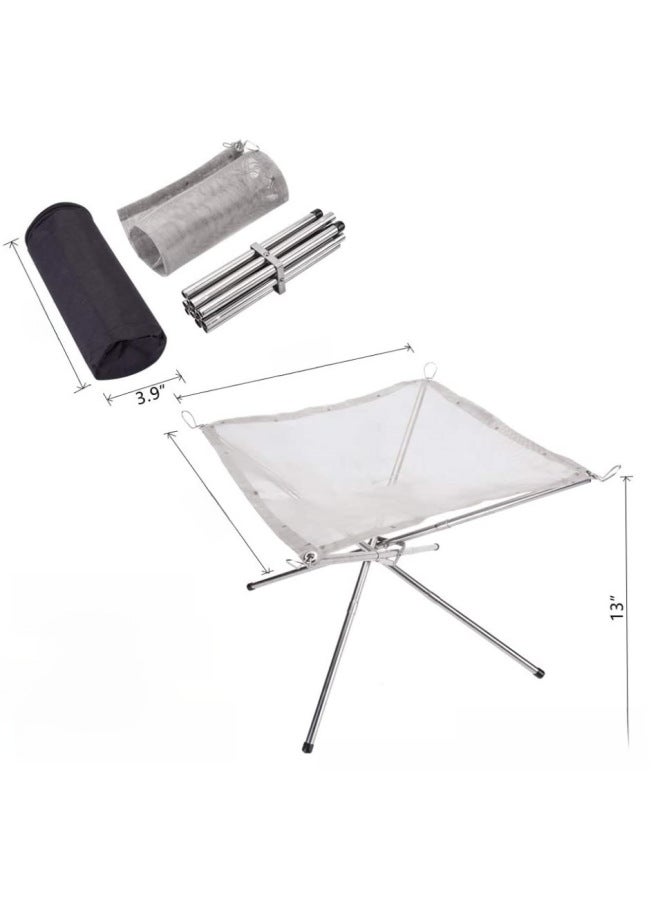 general Portable Outdoor Burning Table Camping Grill Rack Stainless Steel Bonfire Rack Folding Barbecue Grill Bonfire Stove Outdoor Firewood - Image 3