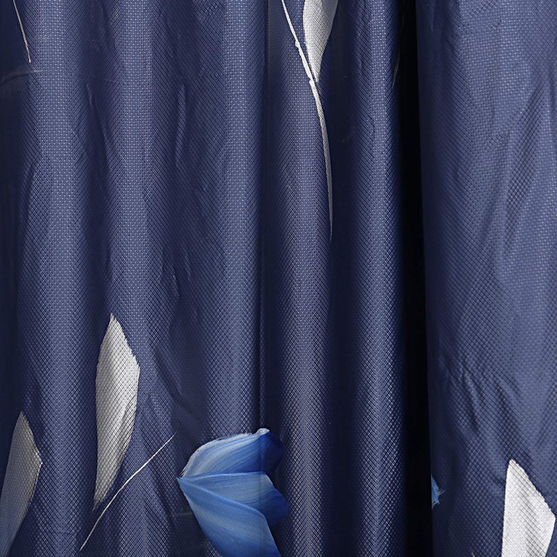 Kuber Industries Leaf Design PVC Shower Curtain with 8 Hook (Blue), Washable, Pack of 1 - Image 4