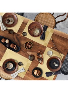 JSDUN Heat Resistant Woven Vinyl Placemats Anti-Stain Non-slip Washable Pvc Table Mats for Kitchen Dining Table Wedding Party (Gold, 4PCS)  - Image 3