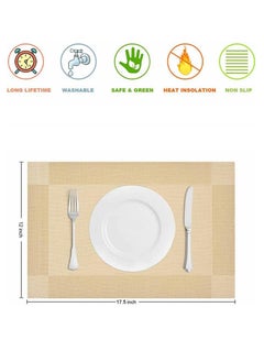 JSDUN Heat Resistant Woven Vinyl Placemats Anti-Stain Non-slip Washable Pvc Table Mats for Kitchen Dining Table Wedding Party (Gold, 4PCS)  - Image 4