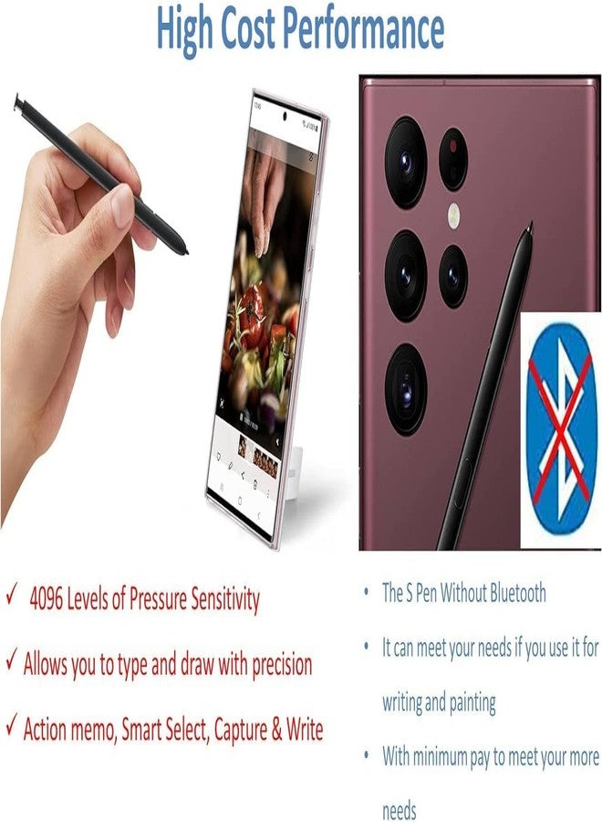 Qenw قلمان بديلان متوافقان مع هاتف Galaxy S23 Ultra S Pen (بدون بلوتوث) + رؤوس/أطراف بديلة (أسود) - Image 2