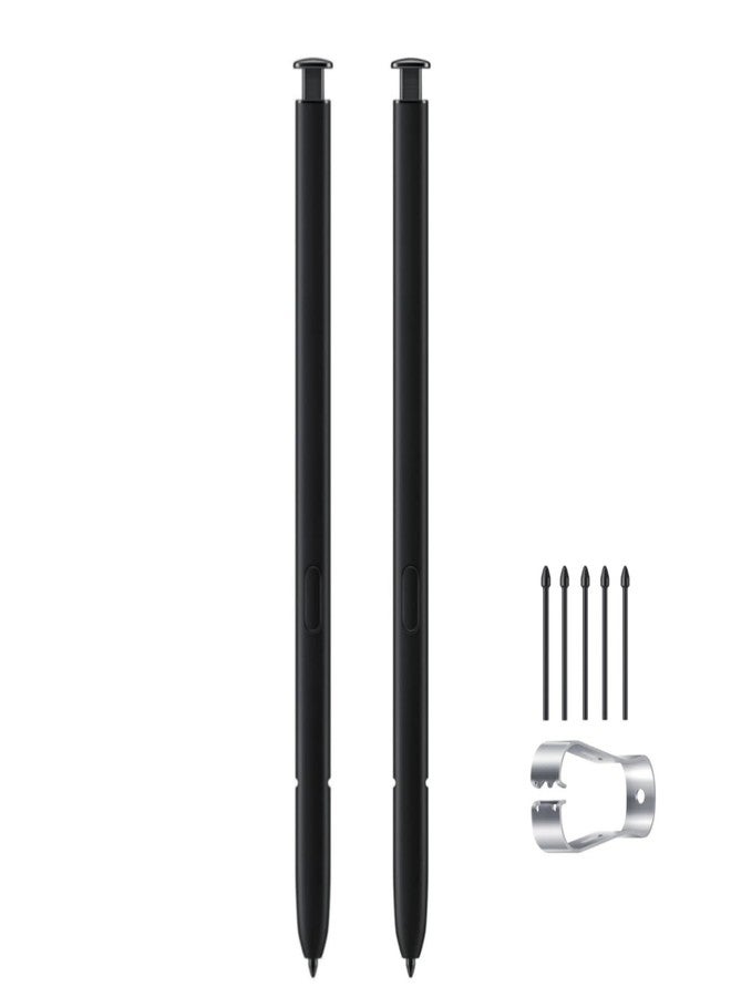 Qenw قلمان بديلان متوافقان مع هاتف Galaxy S23 Ultra S Pen (بدون بلوتوث) + رؤوس/أطراف بديلة (أسود) - Image 1