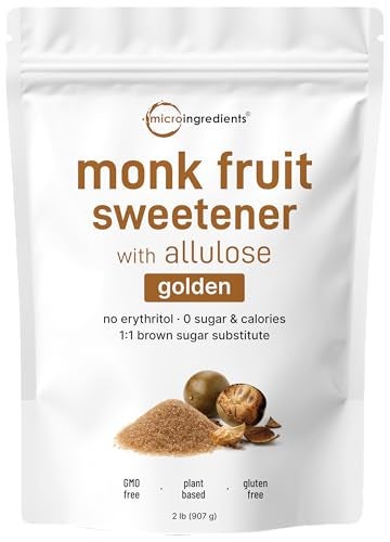 Micro Ingredients Golden Monk Fruit Sweetener Allulose, 2 lbs | No Erythritol, No Aftertaste, 1:1 Brown Sugar Substitute | Zero Calorie, Great for Drinks, Coffee, Tea, Cookies | Keto, Vegan, Non-GMO - Image 1