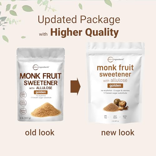 Micro Ingredients Golden Monk Fruit Sweetener Allulose, 2 lbs | No Erythritol, No Aftertaste, 1:1 Brown Sugar Substitute | Zero Calorie, Great for Drinks, Coffee, Tea, Cookies | Keto, Vegan, Non-GMO - Image 3
