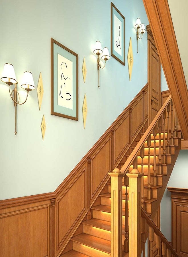 Yaocom 5 Pieces Midcentury Modern Vintage Style Metal Wall Art Mid Century Modern Elegance Wall Accents Retro Stars Easy Installation Finish Metal Wall Art for Home Office Room (Diamond) - Image 5