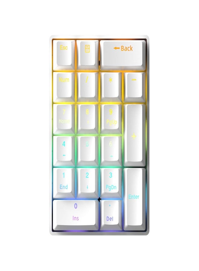 TISHLED Wired Mechanical Numpad Rainbow LED Backlit 20-Key Number Pad Brown Switches Shine Through Keycaps Detachable Cable Numeric Keyboard for PC/Laptop/Win/Mac, White - Image 1