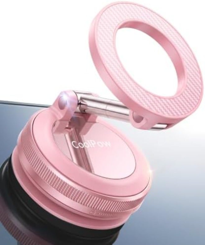 Coolpow【Newest Vacuum Magnetic Phone Holder for Car Phone Holder Mount【Movable Vacuum Suction】Magsafe Car Mount Cell Phone Holders for Your Car Accessories for Women Men for iPhone 17 16-Carbon Fiber - Image 1