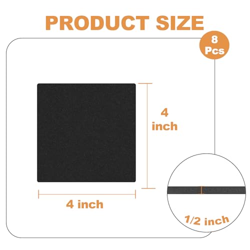 Storystore 8 Pcs Foam Padding Sheets - 4" x 4" x 1/2" Self Adhesive Closed Cell Foam Neoprene Rubber Sheets Insulation Anti Vibration Rubber Pads with Adhesive, Black - Image 2