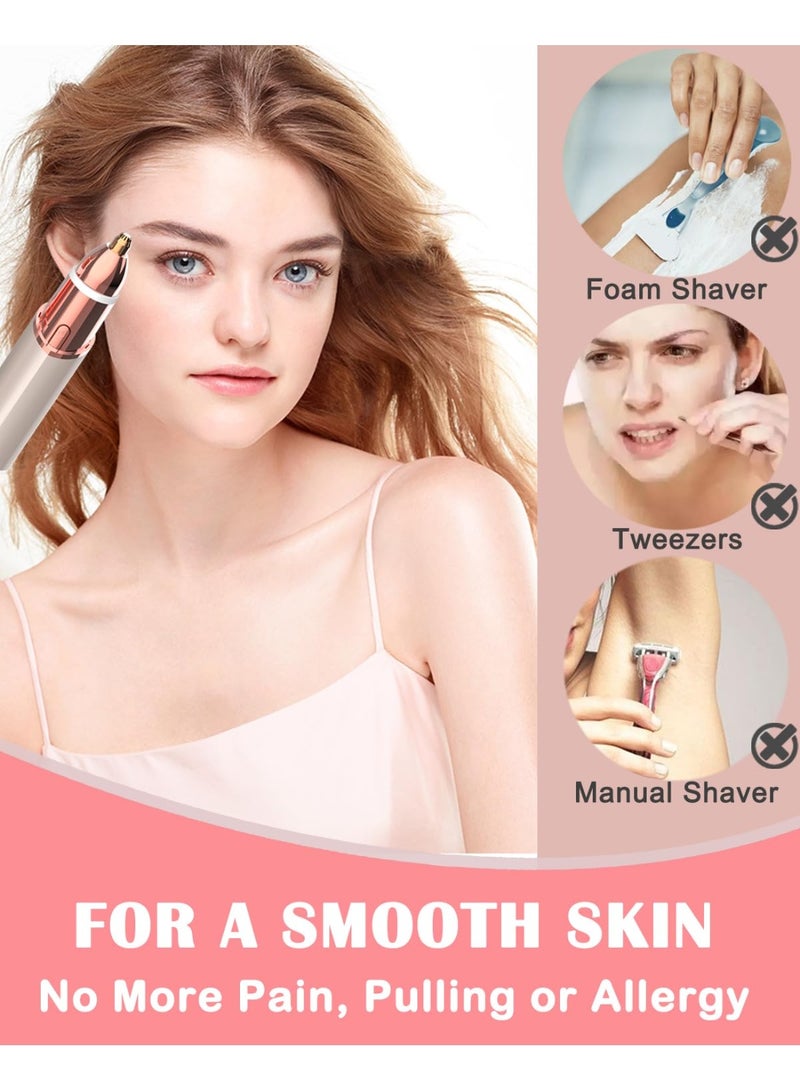 MUMO Facial Hair Remover and Eyebrow Trimmer - 2 in 1 Facial Hair Removal Epilators for Women - Rechargeable Travel Face Hair Razor Bikini Shaver for Face Peach Fuzz Lips Chin Armpit Body (Gold) - Image 5