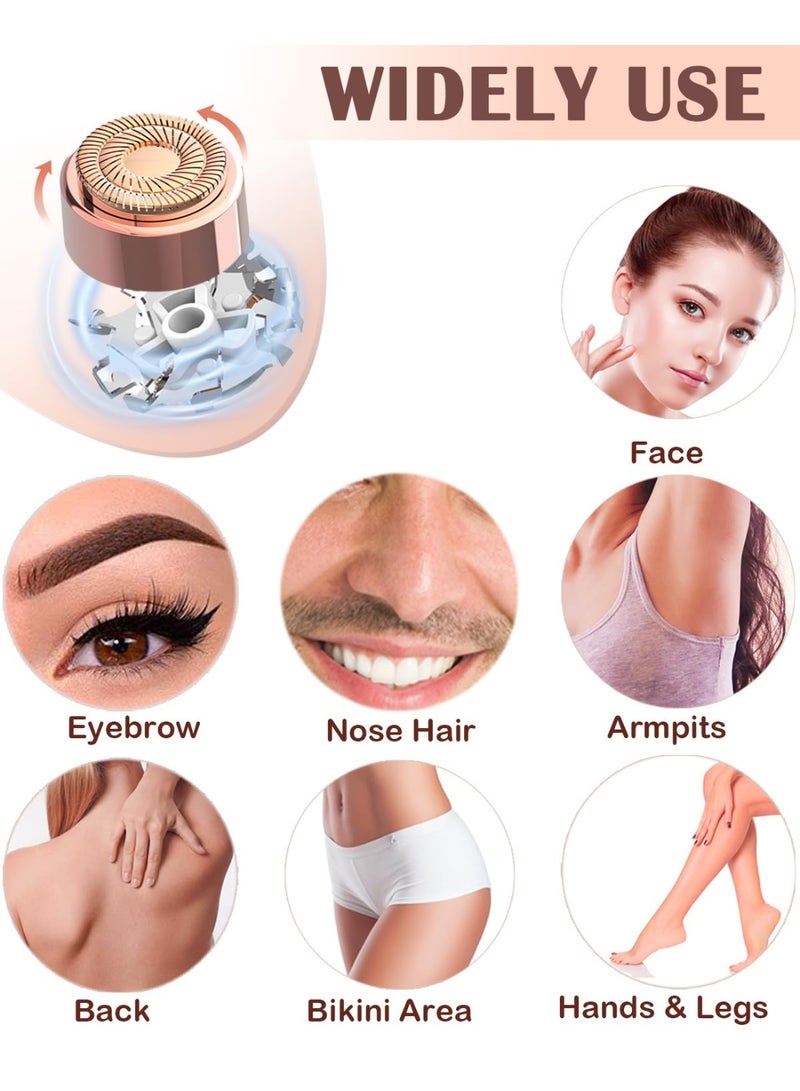 MUMO Facial Hair Remover and Eyebrow Trimmer - 2 in 1 Facial Hair Removal Epilators for Women - Rechargeable Travel Face Hair Razor Bikini Shaver for Face Peach Fuzz Lips Chin Armpit Body (Gold) - Image 3