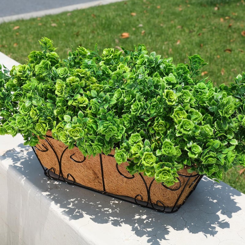 HyeFlora Artificial Plants for Outdoors Outside Spring Summer Decoration, 12 Bundles Faux Green Plastic Leaves Stems Bulk Fake Greenery Look Real UV Resistant for Home Porch Patio Planter Yard Wedding - Image 3