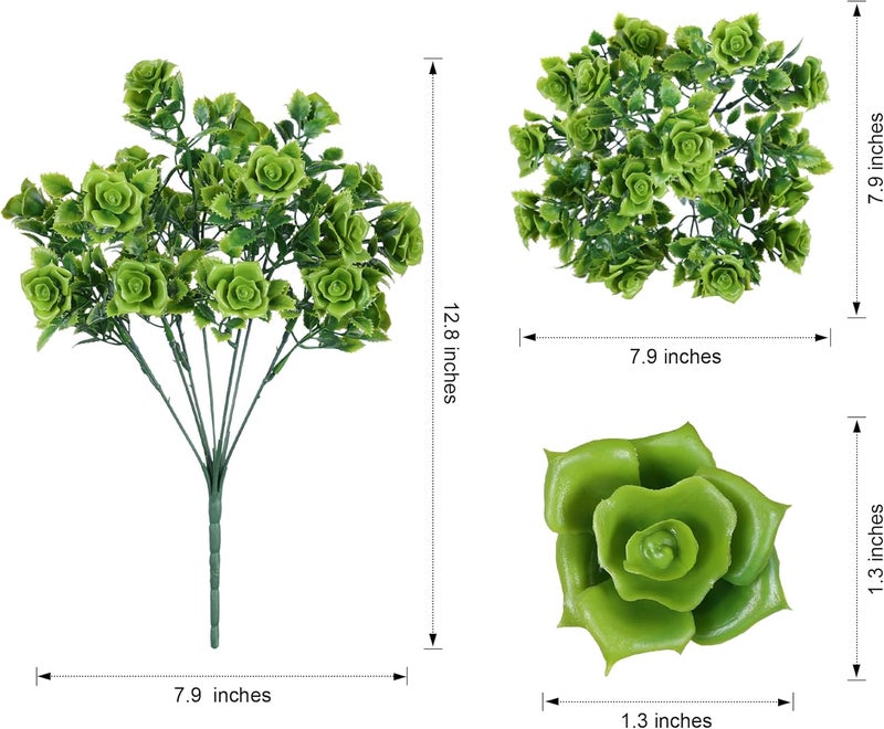 HyeFlora Artificial Plants for Outdoors Outside Spring Summer Decoration, 12 Bundles Faux Green Plastic Leaves Stems Bulk Fake Greenery Look Real UV Resistant for Home Porch Patio Planter Yard Wedding - Image 5