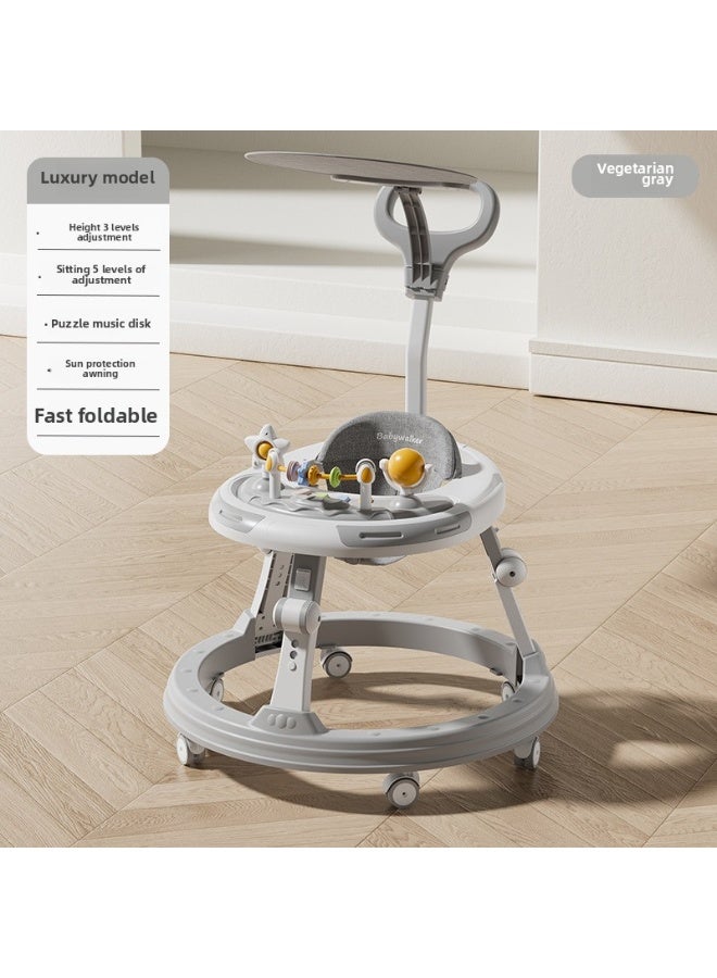 ORiTi عربة أطفال، عربة دفع، عربة أطفال متعددة الوظائف مضادة للتقلب، يمكن للأطفال الذكور والإناث الجلوس والدفع والتعلم والقيادة وبدء السيارة - رمادي - Image 1