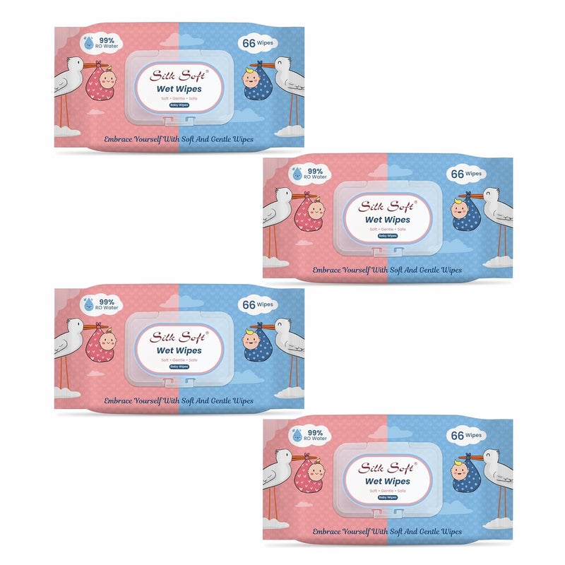 Silk Soft Multipurpose Wet Wipes – 264 Wipes (66 x 4 Packs) | Gentle, Alcohol-Free & Hypoallergenic | Effective Cleaning for Hands, Face & Surfaces - Image 1