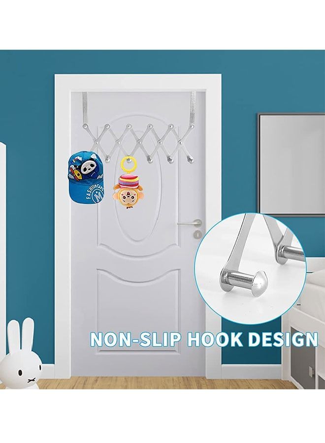 Over The Door Hooks,Door Coat Rack Closet Organizer Door Towel Racks with 6 Hooks for Hanging Purse Belt Bag Hat Storage(Silver/2PCS)  - Image 5