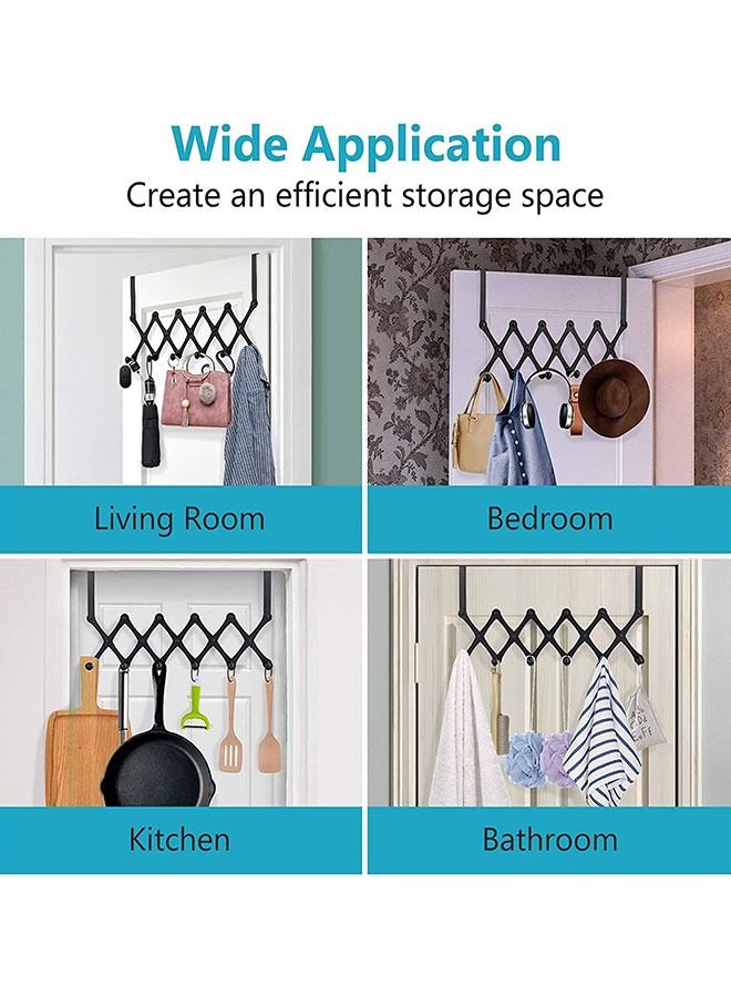 Over The Door Hooks,Door Coat Rack Closet Organizer Door Towel Racks with 6 Hooks for Hanging Purse Belt Bag Hat Storage(Silver/2PCS)  - Image 2