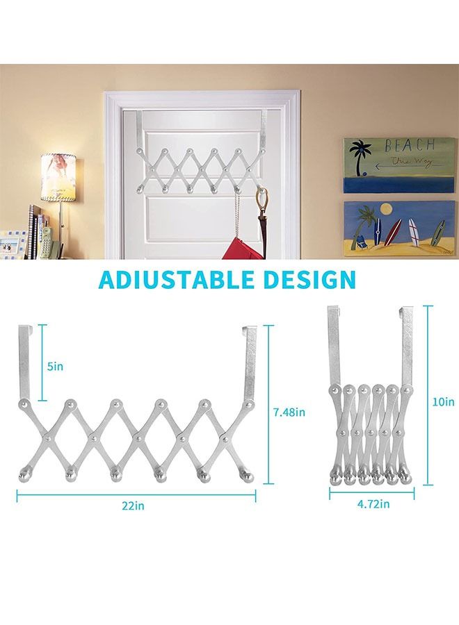 Over The Door Hooks,Door Coat Rack Closet Organizer Door Towel Racks with 6 Hooks for Hanging Purse Belt Bag Hat Storage(Silver/2PCS)  - Image 3