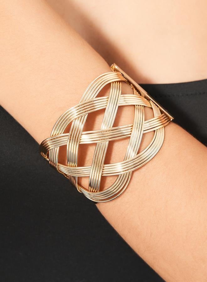 Styli Textured Wide Cuff Bangle  - Image 1