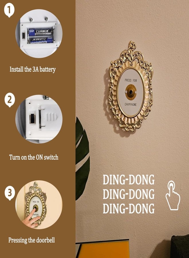 Superjackwang Press for Champagne Button - Door Ring Bell - Champagne Themed Decor, Wall Plaque Ornament Gift for Party, Christmas, Home, Bedroom, Hotel - Image 2