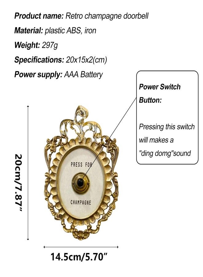 Superjackwang Press for Champagne Button - Door Ring Bell - Champagne Themed Decor, Wall Plaque Ornament Gift for Party, Christmas, Home, Bedroom, Hotel - Image 3