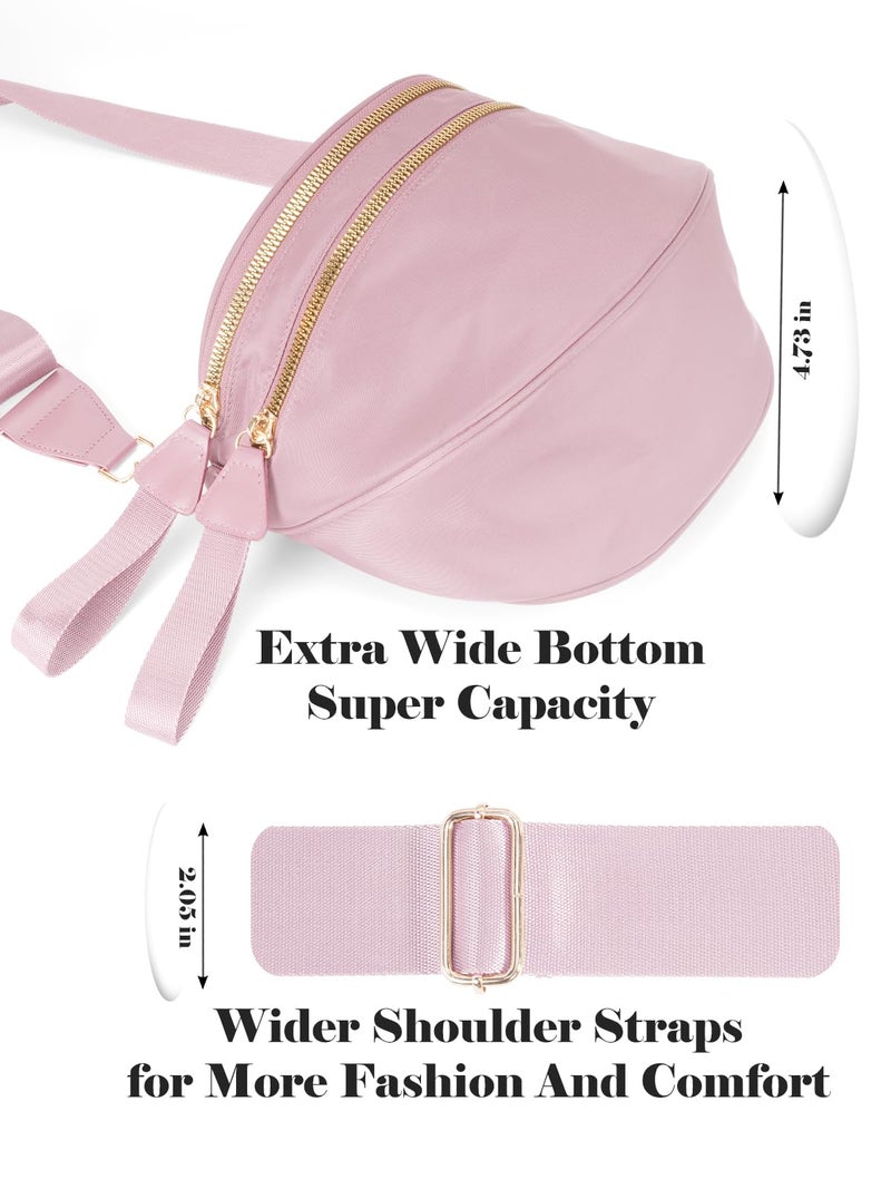 MEISEY Pure Colour Crossbody Bag Bum Bag for Women,Spacious Purse Fanny Packs Belt Bag,Oversized Bum Bag (Colour Bum Bag-Pink) - Image 5