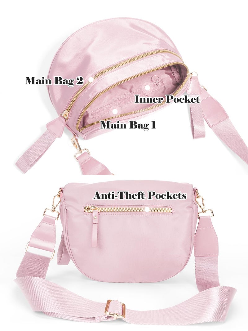 MEISEY Pure Colour Crossbody Bag Bum Bag for Women,Spacious Purse Fanny Packs Belt Bag,Oversized Bum Bag (Colour Bum Bag-Pink) - Image 4