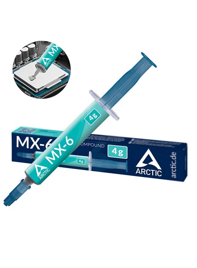 MX-6 (4g) Ultimate Performance Thermal Paste - Laptop Graphics Card Heat Dissipation Paste, Long Durability, Safe Application, Suitable For CPU, Gaming Consoles, Graphics Cards, Laptops - Non-Conductive