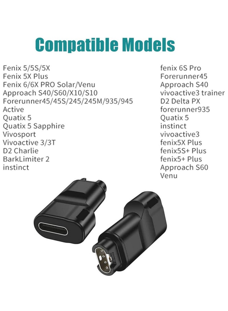 2-Pack USB-C Charger Cable for Garmin Fenix 6/6S/6X Pro, Fenix 5/5S/5X Plus, Forerunner 745/935/945/45/45S/245, Approach S60/X10 Replacement Type-C Data Sync & Charging Wire Adapter  - Image 3