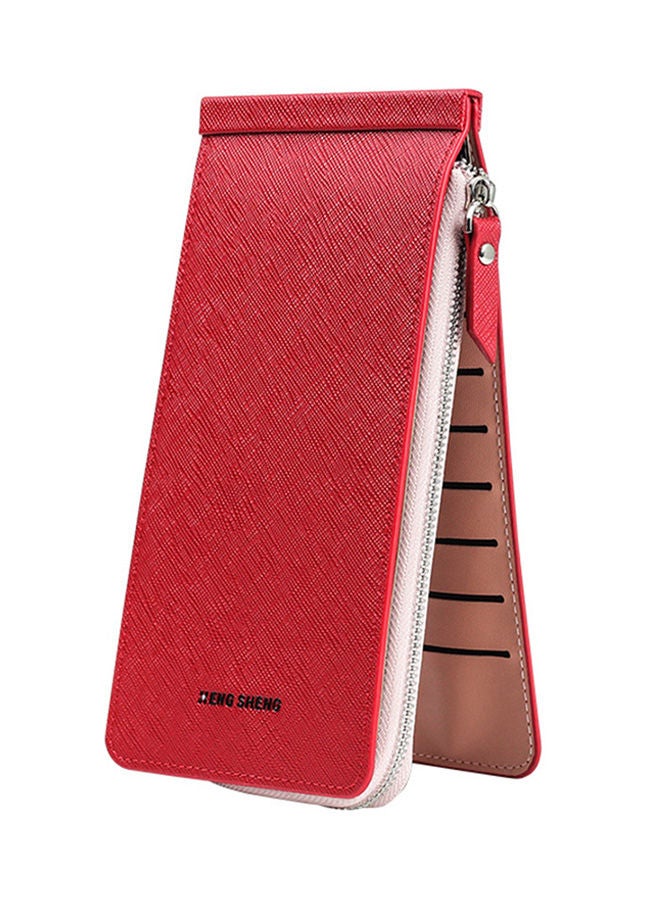 نيبمينينت محفظة طويلة لبطاقات الائتمان بتصميم رفيع أحمر