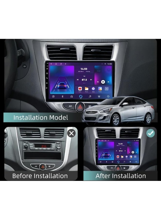 Vierex Fit Hyundai ACCENT Car Stereo Accent Android Screen 2012-2017 With Apple Carplay Android Auto Wireless WiFi DSP FM&AM BT AHD Camera Included Fast QLED (4+32GB 360D Cameras) - Image 2