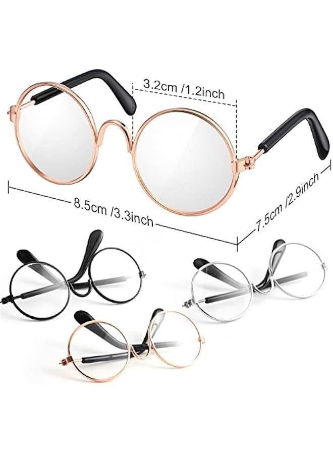 Arabest 3 Pairs Doll Glasses - Metal Wire Rim Clear Lens Eyewear Fabric Dress Up Eyeglasses for 18 Inch and Other Dolls (3.14 Inch) - Image 3