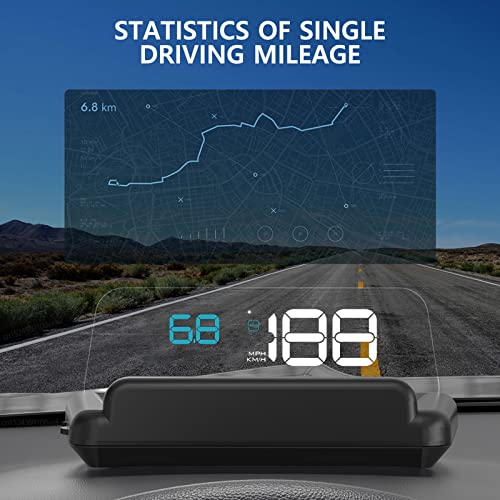 wiiyii Heads up Display for Cars, C500 Car Digital GPS Speedometer, Stereo Projecting Display with Reflector, Speed, RPM, Water Temperature, Over Speed Alarm Remind, Fatigue Driving Reminder (C500) - Image 4