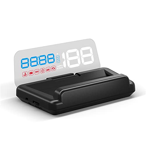 wiiyii Heads up Display for Cars, C500 Car Digital GPS Speedometer, Stereo Projecting Display with Reflector, Speed, RPM, Water Temperature, Over Speed Alarm Remind, Fatigue Driving Reminder (C500) - Image 1
