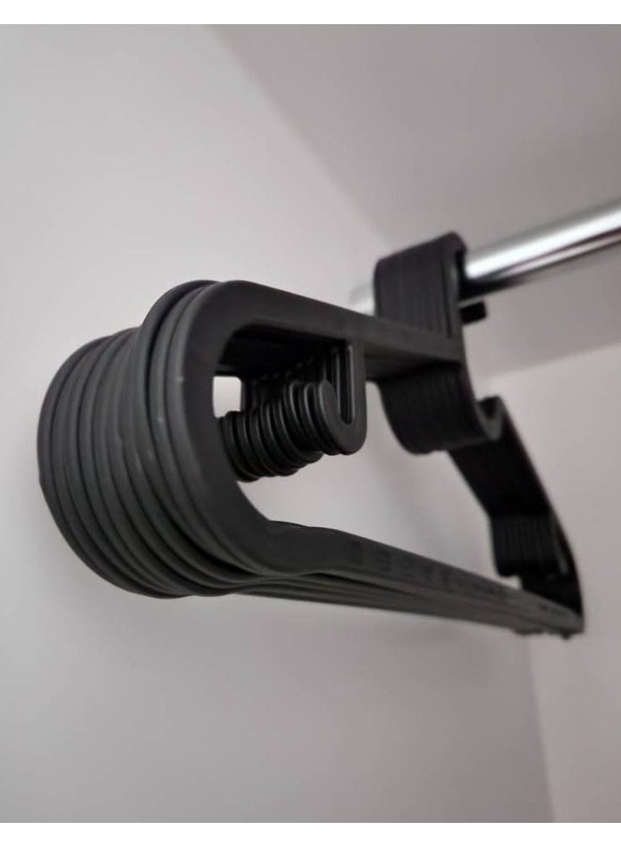 Festive Gallery Plastic Hangers, Black Plastic, Tubular Design, Space-Saving, Closet Organization, Lightweight Clothes Hangers, 39 Centimetres Pack of 20Pcs - Image 3