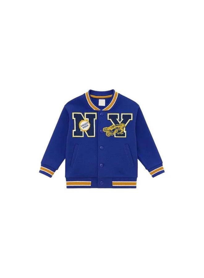 Magu Unisex Kids’ Cotton Navy College Jacket - Bomber Jacket with Letter and Dragon Appliqué