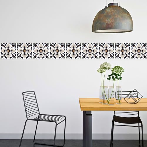 Brandian Strip Tile Sticker Self-Adhesive Mosaic Wall Borders for Home Interiors, Waterproof and Long-Lasting, Patterned Design (15 Strips, 48 x 10 cm Each - Final Size 720 x 10 cm) - Image 5