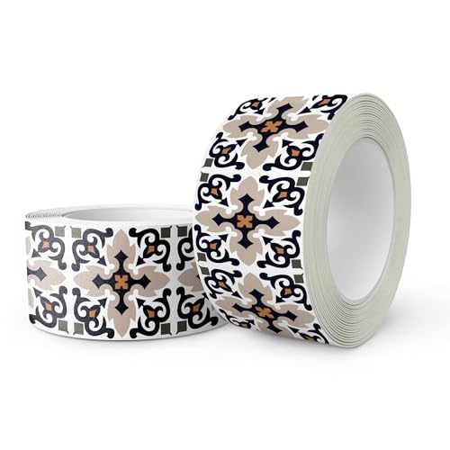 Brandian Strip Tile Sticker Self-Adhesive Mosaic Wall Borders for Home Interiors, Waterproof and Long-Lasting, Patterned Design (15 Strips, 48 x 10 cm Each - Final Size 720 x 10 cm) - Image 1