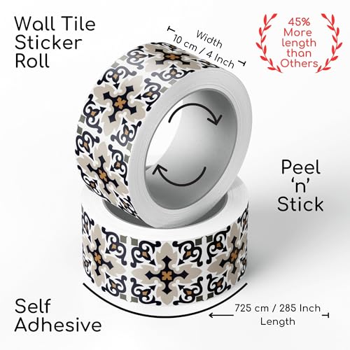 Brandian Strip Tile Sticker Self-Adhesive Mosaic Wall Borders for Home Interiors, Waterproof and Long-Lasting, Patterned Design (15 Strips, 48 x 10 cm Each - Final Size 720 x 10 cm) - Image 2