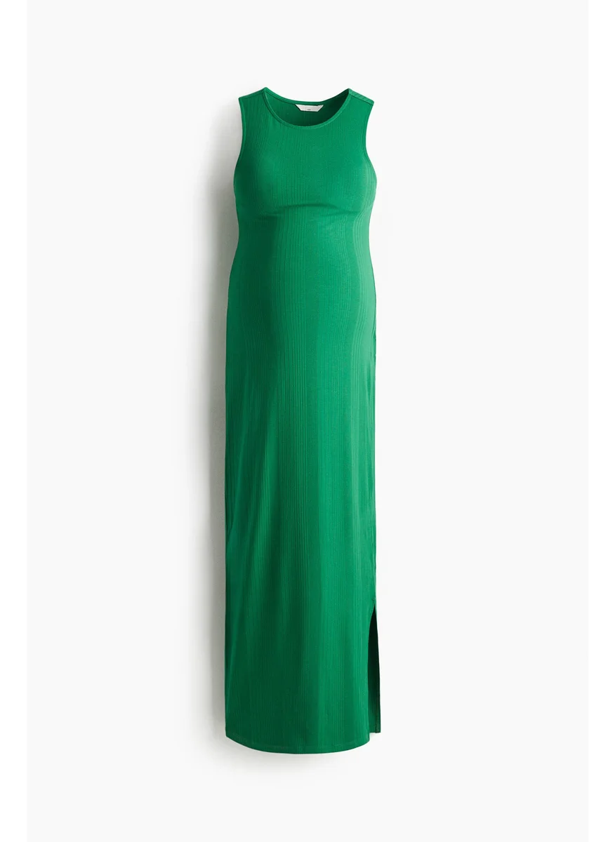 H&M Mama Ribbed Viscose Dress