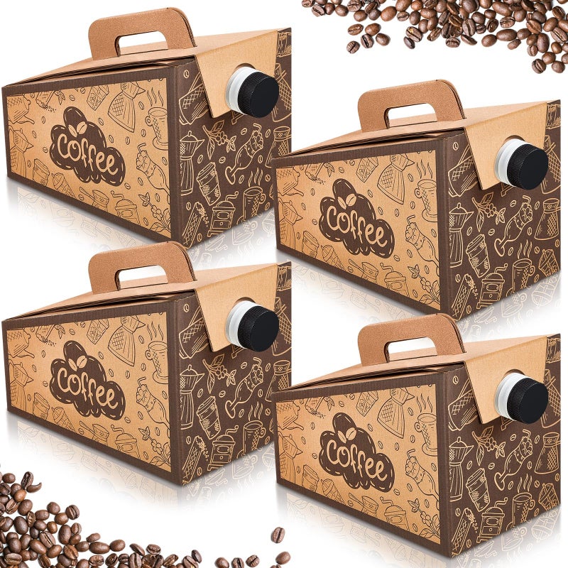 Moinchore 20 Set Coffee Container Disposable Dispenser 96 oz Insulated Cardboard Hot Cold Bulk Beverage Server Carafe with Handle Portable Coffee Take out Boxes for Office Catering Shop Party
