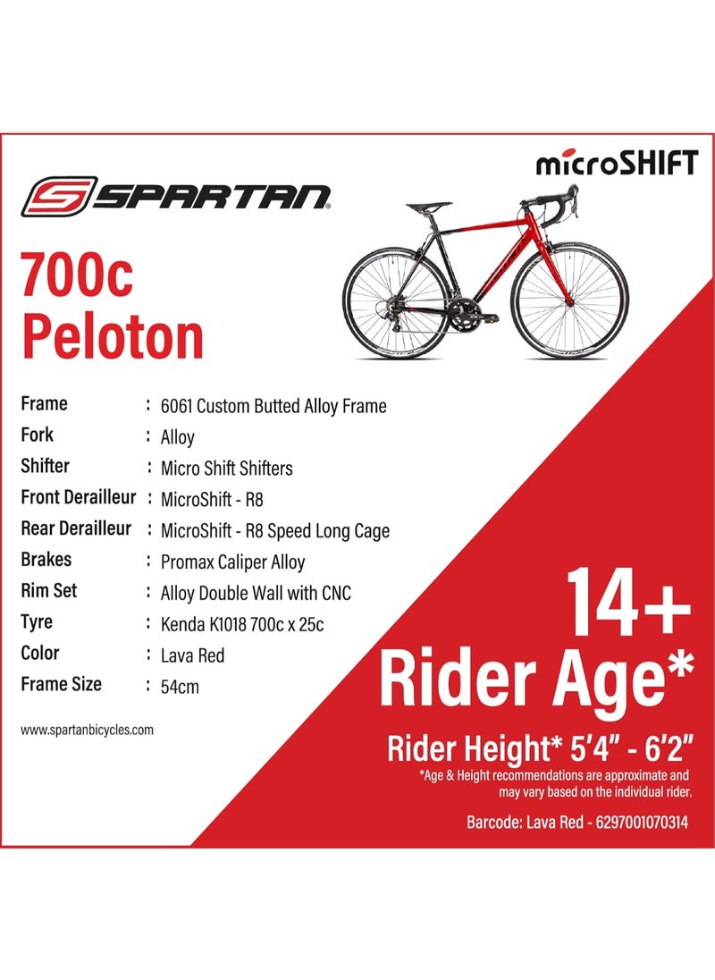 Spartan 700c Peloton Road Bike | 29 inch wheel size | 21 Speed Shimano gear| for adults| Shadow Black & Lava Red  - Image 4