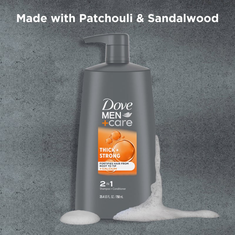 Dove Men+Care DOVE MEN+ CARE 2-in-1 Shampoo + Conditioner Thick + Strong 4 count for Fortifying Hair from Root to Tip, with Calcium, 25.4 oz - Image 3