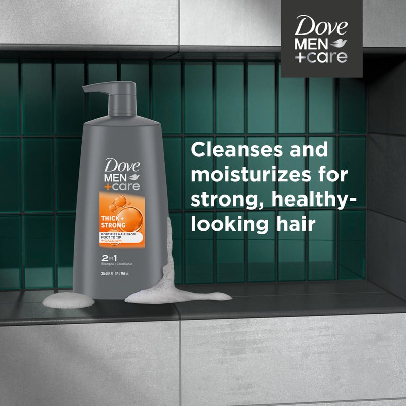 Dove Men+Care DOVE MEN+ CARE 2-in-1 Shampoo + Conditioner Thick + Strong 4 count for Fortifying Hair from Root to Tip, with Calcium, 25.4 oz - Image 4